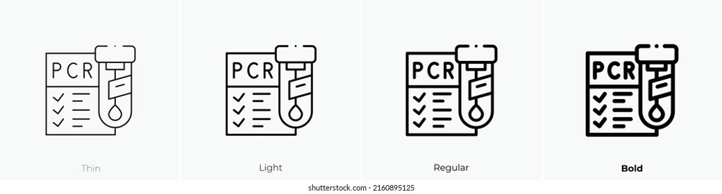 pcr Testsymbol. Lineares Zeichen einzeln auf weißem Hintergrund. Vektorgrafik.