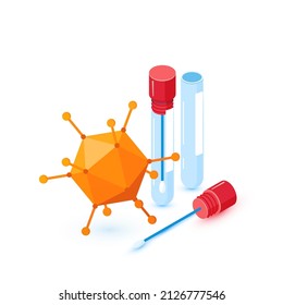 ISO-Icon für den PCR-Test. Tupfer für den Covid-Antigen-Test. Vektorgrafik einzeln auf weißem Hintergrund.