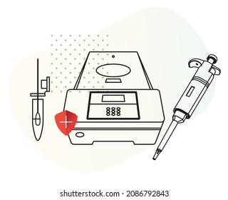 PCR Testing Setup - Safety Against COVID - Illustration as EPS 10 File