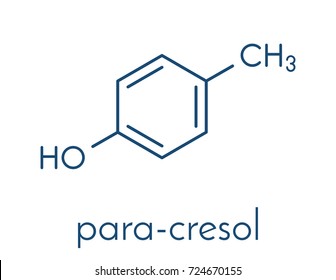 P-cresol (para-cresol, 4-methylphenol) molecule. Component of human sweat. Skeletal formula.