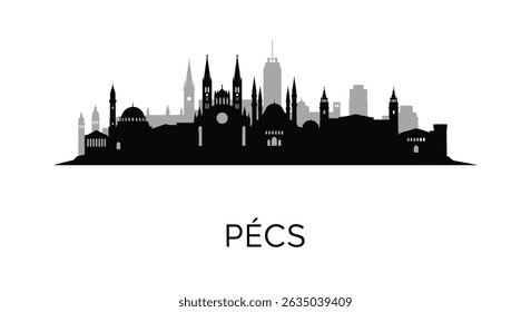Pcs Hungria City Skyline Silhueta com Arquitetura.