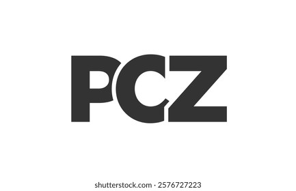 PCZ logo design template with strong and modern bold text. Initial based vector logotype featuring simple and minimal typography. Trendy company identity ideal for businesses brand presence.