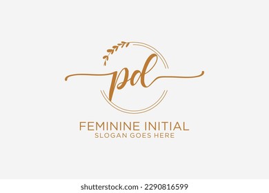 Monograma de belleza PD y elegante logo de diseño de la escritura a mano de marca inicial, boda, moda, floral y botánica con plantilla creativa.