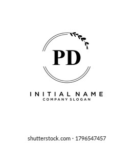 PD Beauty vector initial logo, handwriting logo of initial signature, wedding, fashion, jewerly, boutique, floral and botanical with creative template for any company or business.
