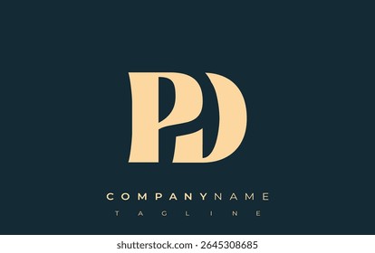 PD Creative Abstract Typography Logo Design. Elegant logo combining bold typography and creative shapes, ideal for branding and identity solutions.