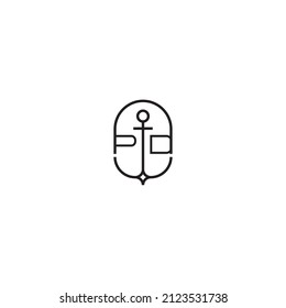 PD creative letter logo design in anchor concept with high quality professional design that will print well across any print media