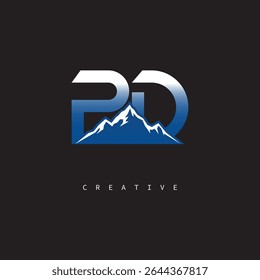  PD Creative Mountain Logo Bold Gradient Letter mark Branding Design for Business Outdoor Brands