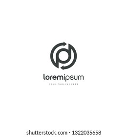 PD DP letter circle round arrow logo vector icon illustration