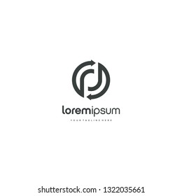 PD DP letter circle round arrow logo vector icon illustration