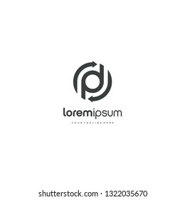 PD DP letter circle round arrow logo vector icon illustration