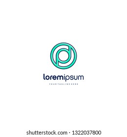 PD DP line art letter circle logo vector icon illustration