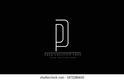 Plantilla de monograma del logotipo del vector abstracto PD, DP, P, D