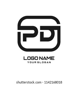 PD initial box letter logo template vector