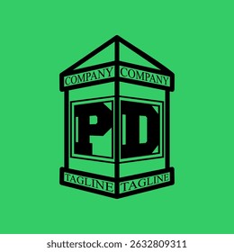 PD Initial Explore this unique collection of alphabet house logos, featuring stylish letter combinations inside a geometric house outline. Perfect for branding, graphic design projects