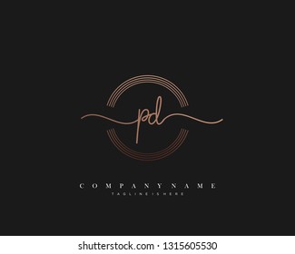 PD initial handwriting logo template vector