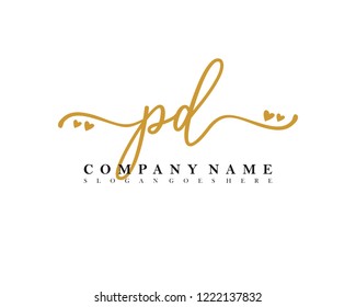 PD Initial handwriting logo vector