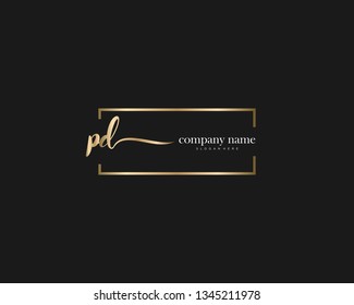 PD Initial handwriting logo vector. Hand lettering for designs.