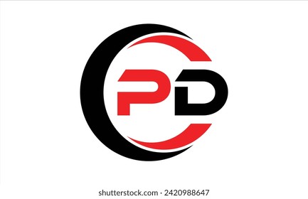PD initial letter creative circle icon swoosh logo design vector. monogram, lettermark, circle, calligraphy, symbol, emblem, elegant, abstract, wordmark, sign, art, typography, icon, minimal, premium