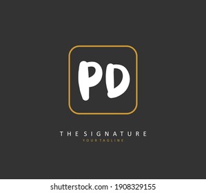 PD Initial letter handwriting and  signature logo. A concept handwriting initial logo with template element.