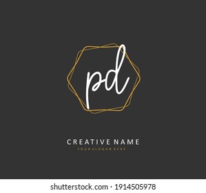 PD Initial letter handwriting and  signature logo. A concept handwriting initial logo with template element. 