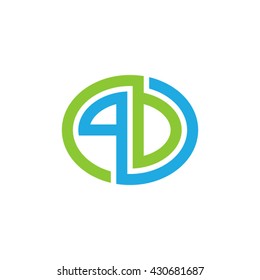 PD initial letters looping linked ellipse logo blue green