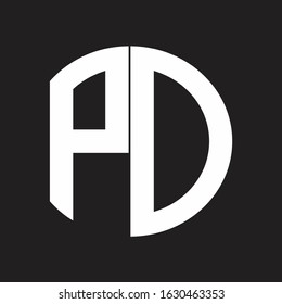 PD Initial Logo design Monogram Isolated on black and white