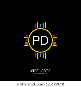 PD Initial logo template vector
