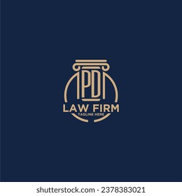 PD-Anfangsmonogramm für Anwaltskanzlei mit Kreativkreis-Linie