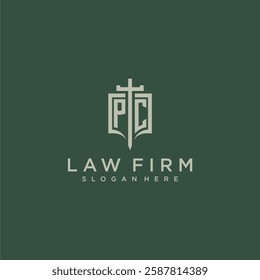 PD initial monogram for law firm with sword and shield logo image