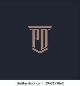 PD initial monogram logo with pillar style design