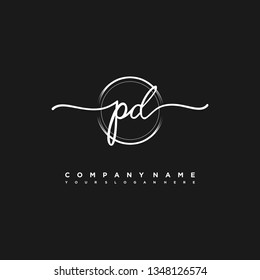 PD initial signature logo. handwriting logo template vector,
