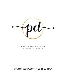 PD initial signature logo. handwriting logo template vector,