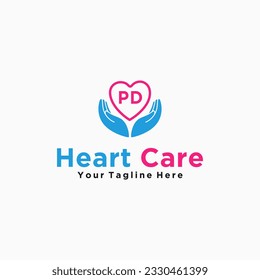 PD initials hand care icon business template logo vector