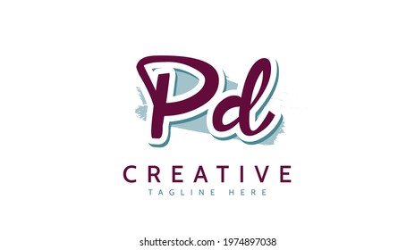 PD Initials, handwriting logo vector