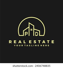 Las iniciales de la PD son hogares de la moderna empresa de construcción logo vector.eps