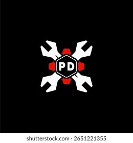 PD Initiales Vektor Stok Otomotif Logo Design
