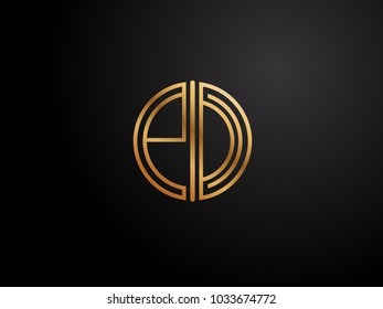 PD Letter circle shape gold color logo Design