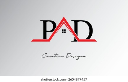 PD Letter House Logo – Creative Real Estate Monogram with Roof Icon and Home Shape for Property, Architecture and Modern Branding
