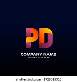 PD Letter initial Logo Vector With colorful, logo for media business