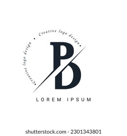 PD Letter Logo Design with a Creative Cut. Creative logo design