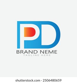 PD logo Creative colorful Gradient shape minimal  logo template collection