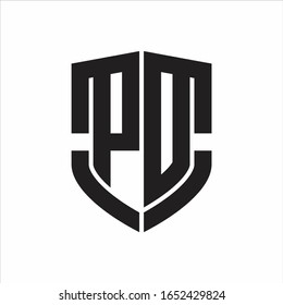 PD Logo monogram with emblem shield shape design isolated on white background