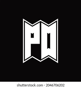 PD Logo monogram with emblem style design template on black background