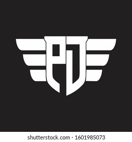 PD Logo monogram with emblem and wings element design template