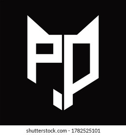 PD Logo monogram with fox head shape design template