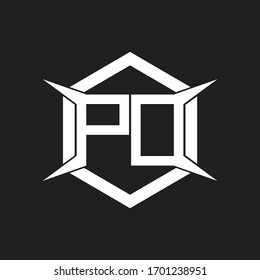 PD Logo monogram with hexagon and four taper shape design template