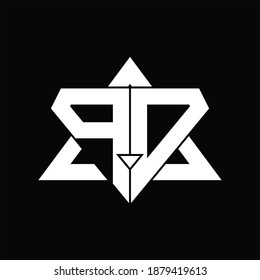 PD Logo monogram isolated with triangle shape design template on black background