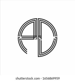 PD Logo monogram triple ribbon style line design template isolated on white background