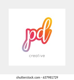 PD logo, vector. Useful as branding, app icon, alphabet combination, clip-art.