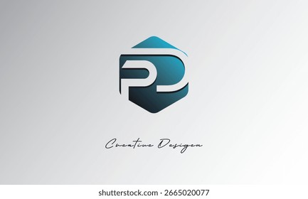 PD Minimal Polygon Shape Símbolo de espacio negativo Abstractas para uso de marca"
